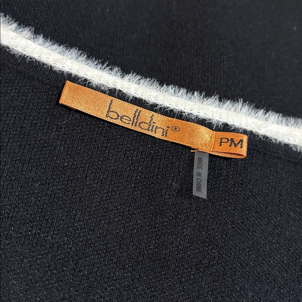 BELLDINI (MP) Knit Cardigan Rhinestones Eyelash Trim Black - Medium Petite - Picture 9 of 13